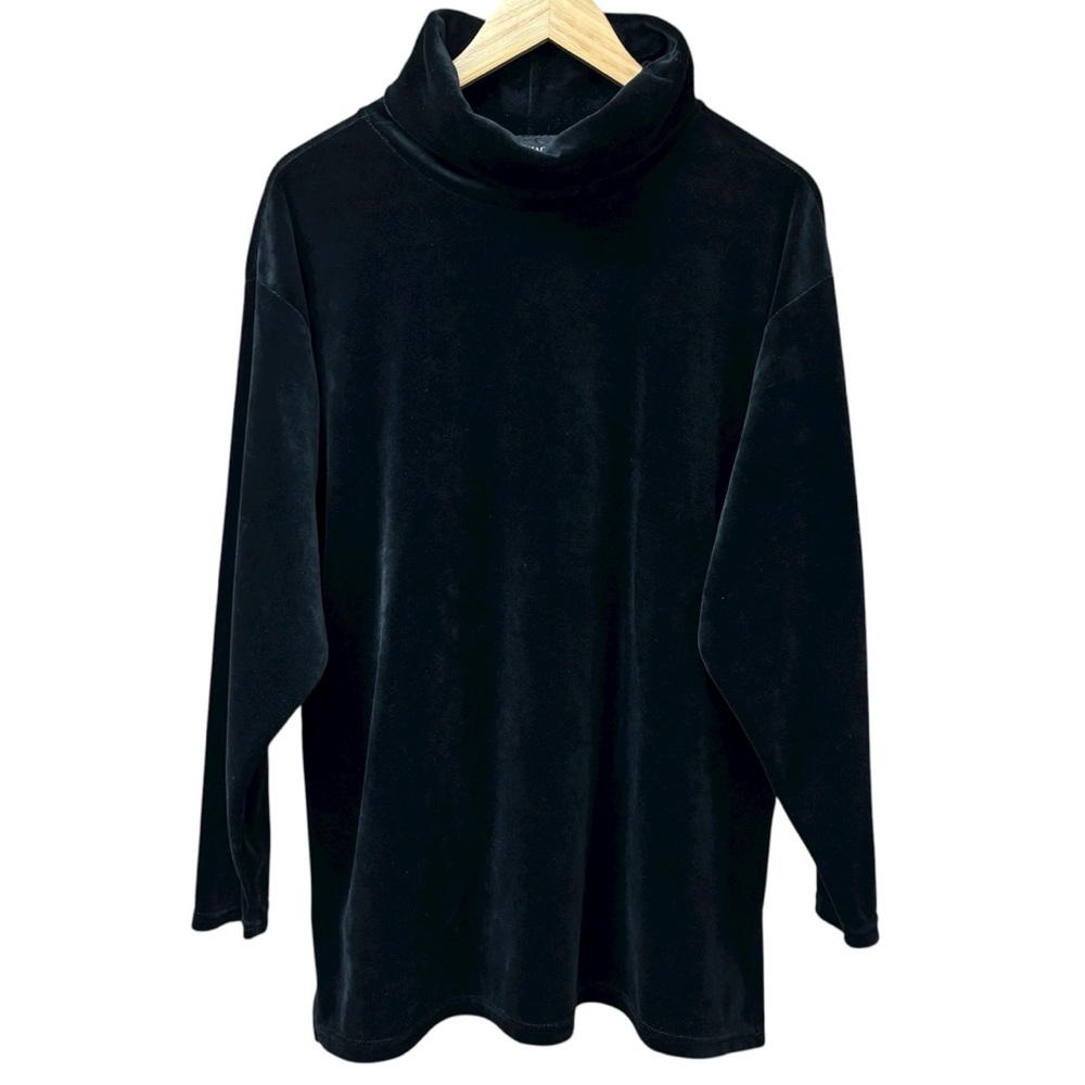 Vintage velvet cowl neck tunic length top , large